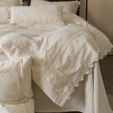 4/5Pcs French Vintage Bedding Sets 85% Cotton and 15% Linen Stitch Embroidery Double Bed Sheet Coverlet Quilt Cover Pillowcases