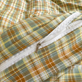 Japanese Simple Plaid Duvet Cover Set Retro Stripe Bedding 3PCS Soft Breathable Lightweight Quilt Covers Set with Zipper Closure