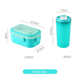 Student Lunchbox Mug Set Double Layer Food Cooler Portable Bento Box with Cutlery Microwavable Food Container