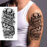 1 Sheet Compass Flower Temporary Tattoos For Women Men Adults Skull Lion Owl Tattoo Sleeve Sticker Black Fake
