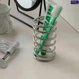 Creative Spiral Pen Holder Multifunctional Stainless Steel Desktop Storage Rack Bathroom Toothbrush Box Student Gifts