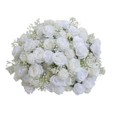 40/80cm Pure White Cream Rose Baby's Breath Flower Ball Wedding Table Centerpiece Display Vase Artificial Flowers