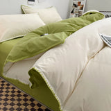 3pcs Solid Color High Quality Duvet Cover Set Luxury Purple Comforter Cover with 2 Pillowcases Triangle Sewn Edge Design Bedding