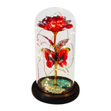 Gift Floral Rose Flowers Glass Rose Lighted Artificial Roses For Anniversary Romantic Gift Valentine'S Day