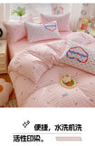 Korea Style Bedding Set Purple Heart Washed Cotton Soft Duvet Cover Skin-friendly Quilt Cover Bed Sheet Pillowcase Home Textiles