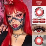 2pcs Cosplay White Mesh Lenses Anime Eye Color Lens Halloween Vampire Lenses Cosmetics Colorful Multicontacts Red Lens