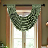 140x60cm Curtain Valance Livingroom Beaded Rod Pocket Scallop Header Window Panel Drapes With Fringe Tassel Home Decoration