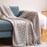 Luxury Chunky Knit Throw Blanket Soft Cozy Cable Knitted with Tassels Winter Warm Nordic Home Decor Blanket Christmas Green Gift
