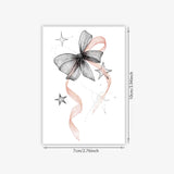 Temporary Tattoo Sticker Sweet Bow Star Tattoo Waterproof Long Lasting Non-Reflective Gentle Body Art for Women Students Daily W