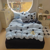4pcs Duvet cover set (1*Duvet Cover + 2*Pillowcase, sheet) Butterfly knot yarn embroidery Bedding Set Soft Comfortable