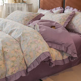 Princess Double-Layer Yarn Pure Cotton Bedding Set Skin Friendly Duvet Cover Kit for All Seasons Home Dormitory Comforter Set