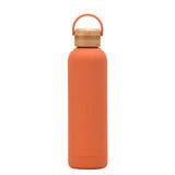 Sports Thermos Cup With Bamboo Lid And Handle,Stainless Steel Vacuum Flasks,Camping Gym Drinkware,Small Mouth Water Bottle,750ml