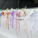 Multi-purpose Rustic Wedding Car Door Handle Decoration Just Flowers Married Car Mirror Rearview Flower Decor Accessories