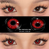 Cosplay Colored Contact Lenses 1 Year 2pcs Crazy Red Contact Lenses Anime Black Eye Lenses Halloween Beauty Makeup Lens