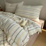 Nordic Bedding Set Pure Cotton Striped Duvet Cover Set Soft Flat Sheet Single Queen Size Double Bed Sheet Set For Bedroom Decor