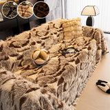 1PC-Irregular pattern plush sofa towel, scratch resistant and dust-proof, machine washable, easy to keep the sofa clean