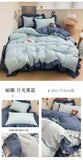 Princess Style Bedding Set Soft Solid Color Ruffle Duvet Cover Set Comforter Pillowcase Bed Sheet Washed Cotton Four Pieces Set