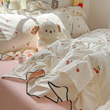 Princess Style Cartoon Floral Ruffles Bedding Set Washed Cotton Duvet Cover Bed Sheet Pillowcases Single Full Queen Size 3/4Pcs