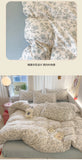 Class A Knitted Bedding Set Floral Style Bed Linen Set Soft Double Yarn Four-Piece Set Quilt Cover Set Bed Sheets Gift for Home