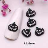 10-Pcs Halloween Ornaments 3D Metal Nail Art Decorations Gold Silver Black Skull Spider Hand Skeleton Design Nail Accessories