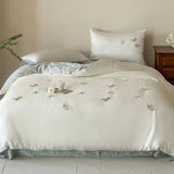 Colorful Butterfly Embroidery Lyocell Bamboo Fiber Soft Silky 3/4Pcs Bedding Set Duvet Cover Flat/Fitted Bed Sheet Pillowcases