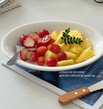 Ele Oval Cerc Plate Ins Sle Milk White for Restaurant Pastries Salads Fruits Pasta Multi Functional Diware