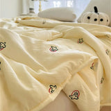 Embroidered Summer Quilt Washed Cotton Girl Home Comfortable Skin Friendly Soft Air-Conditioned Thin Quilted Queen Size Blankets