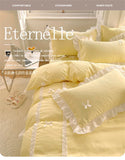 Korean Princess Style Bowknot Bedding Sets Lace Duvet Cover Fitted Sheet For Girl Woman Bedroom Decor Bed Linens Home Textiles