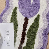 Tulip Flower Long Carpet Soft Furry Bedside Rug Living Room Mirror Front Carpet Non-slip Bedroom decoration  Mats
