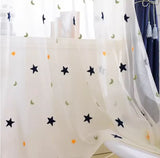 New Star Moon Gauze Cartoon Embroidered Gauze Curtain Living Room Bedroom Curtain