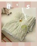 Princess Summer Quilt Washed Cotton Air Conditioner Student Dormi Thin Quilt With Lace Skin-friendly Soft Blanket Home Textiles
