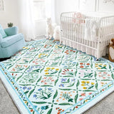 Floral Print Bedroom Carpets Vintage Art Living Room Rugs Large Area Foldable Machine Washable Soft Floor Mats Alfombra Tapis 러그
