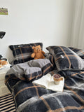 Comfortable Woolen Milk Velvet Thiened Autumn Winter Four-Piece Bedding Set Plaid Blogging Sle Skin-Friendly Universal Use