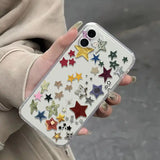 Korean Creative Threaded Star Phone Case For iPhone 16 Pro Max 15 14 13 12 11 Pro 7 8 Plus Creative Shockproof Back Cover