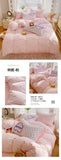 Korea Style Bedding Set Purple Heart Washed Cotton Soft Duvet Cover Skin-friendly Quilt Cover Bed Sheet Pillowcase Home Textiles