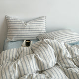 Korean Style Striped Bedding Set For Girls Boys Bed Linen Set Skin Friendly Fresh Printed Soft Duvet Cover Set Home Decorations