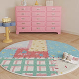 Round Patchwork Living Room Carpet Large Area Cute Bedroom Fluffy Bedside Rugs Ins Fashionable Home Decoration Coffee Table Mats