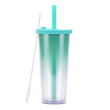 700ml,Double-Layer Straw Cup/MUG,Drinkware,Environmentally Friendly Plastic,Large Diameter,Transparent Milk Tea Cup,Holiday Gift