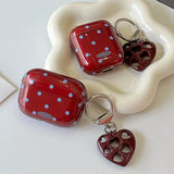 Polka Dot Protecitve Case For AirPods 4 Pro 2 Premium Sleeve Cover For AirPods 3 4th Generation Case with Heart Keychain Pendant