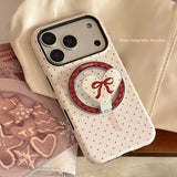 Full Screen Polka Dot Fold Love Heart Magnetic Holder Case for iPhone 13 14 15 16 17 Pro Max Air Shockproof Cover for Magsafe