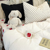 Korean Ins-style Bedding Set White Red Polka Dot Soft Comfortable Duvet Cover Set Sheet Set for Home Bedroom Deocr Birthday Gift