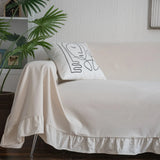 Sofa Throws Slipcovers Soft Couch Cover Ruffled Terylene Cotton Living Room for Pets Multi-Use Extra Large Furniture Decorative