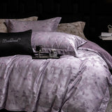 600TC Lyocell Cotton Flowers Jacquard Soft Silky Bedding Set Queen King Size Duvet Cover Bed Sheet/Fitted Sheet Pillowcases 4Pcs