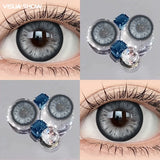 1pair Circle Lenses Big Eyes,Blue/Green Natural Contacts Lenses Doll-eye Lens for Christmas makeup Eyeshadow palette