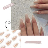 24pcs Simple Gradual Fake Nails Press on Long French Ballerina Nail Art Reusable Almond False Nails Acrylic Full Cover Tips