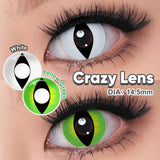 Yearly Use Cat Eye Halloween Contact Lenses For Eyes Cosplay Colored Eye Contacts Green/White Cosmetic Cosplay 14.5mm