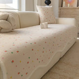 Lovely Floral Print Wavy Edge Sofa Cushion Thick Plush Warm Sofa Cover for Autumn Winter Elegant Sectional Anti Slip Home Decor