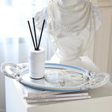 Resin Tray Baroque Elegant Dressing Table Jewelry Mirror Storage Display Tray Blue and White Embossed Ornaments Home Decor Gift