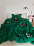 Retro Forest | Ins Blogger een Pure Cotton Waed Cotton Four-Piece Set 8 Bed Cap Mix Plaid Pure Cotton Bedding Set