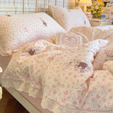 Floral Bed Sheets Set Simple Princess Duvet Cover Bedding Set постельное белье Set Room Decoration Bed Cover Set